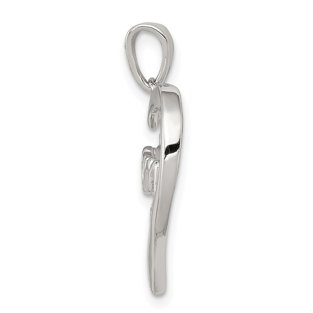 Sterling Silver 925 Polished MOM Heart Pendant with CZ Elegance