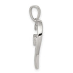 Sterling Silver 925 Polished MOM Heart Pendant with CZ Elegance