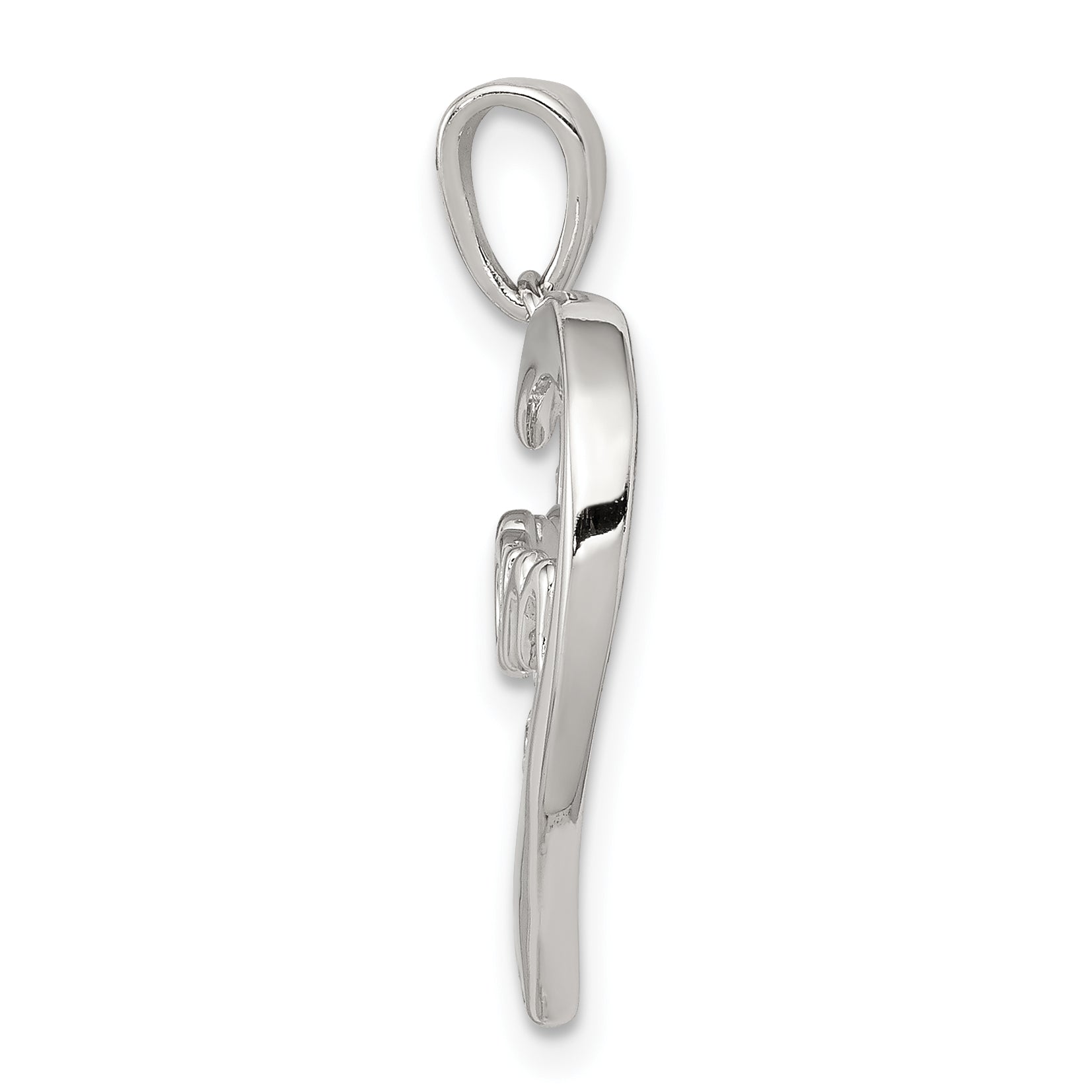 Sterling Silver 925 Polished MOM Heart Pendant with CZ Elegance