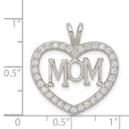 Sophia Jewelers Sterling Silver CZ Heart MOM Pendant with Rhodium Finish
