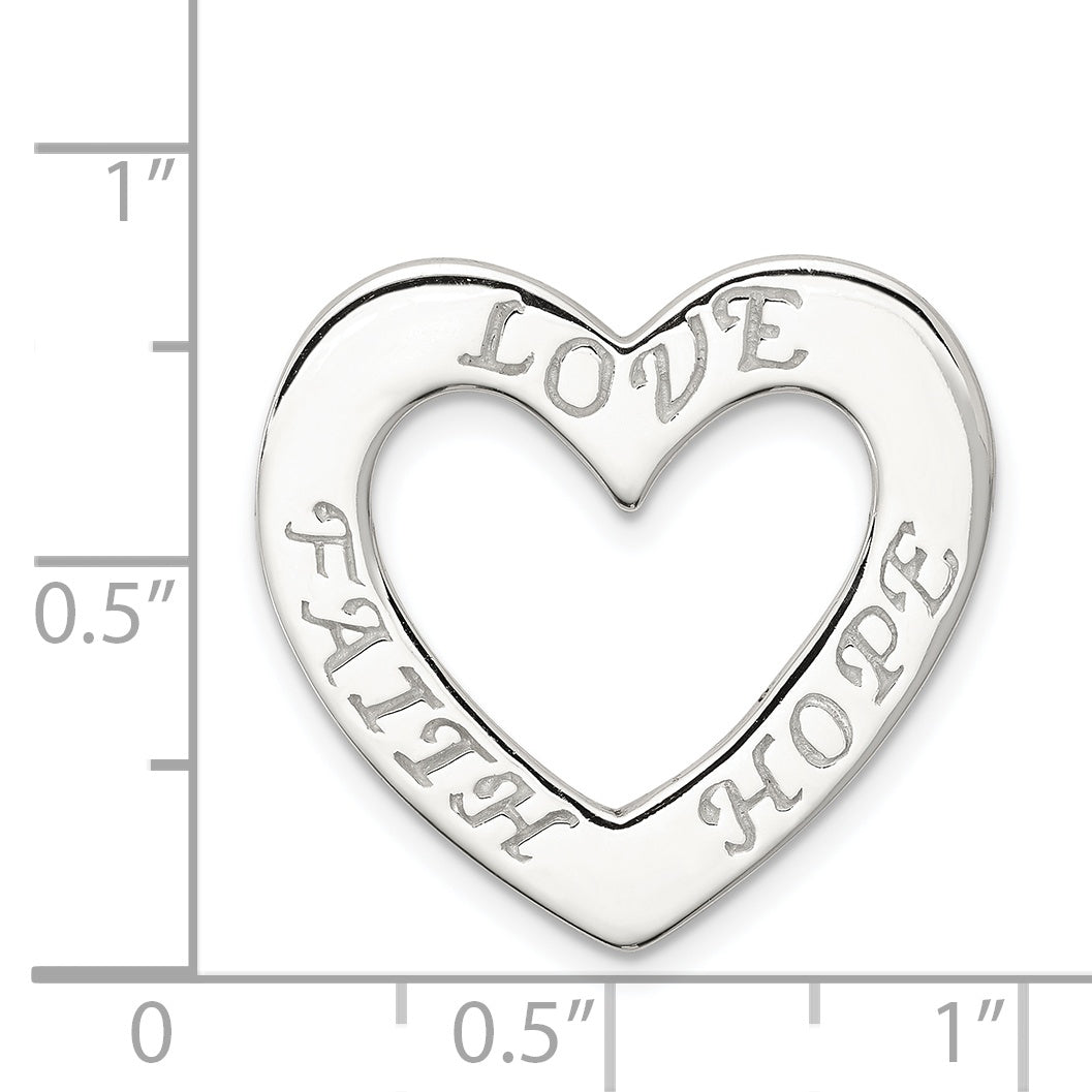 Sophia Jewelers Sterling Silver Heart Pendant with Faith, Hope, Love Theme