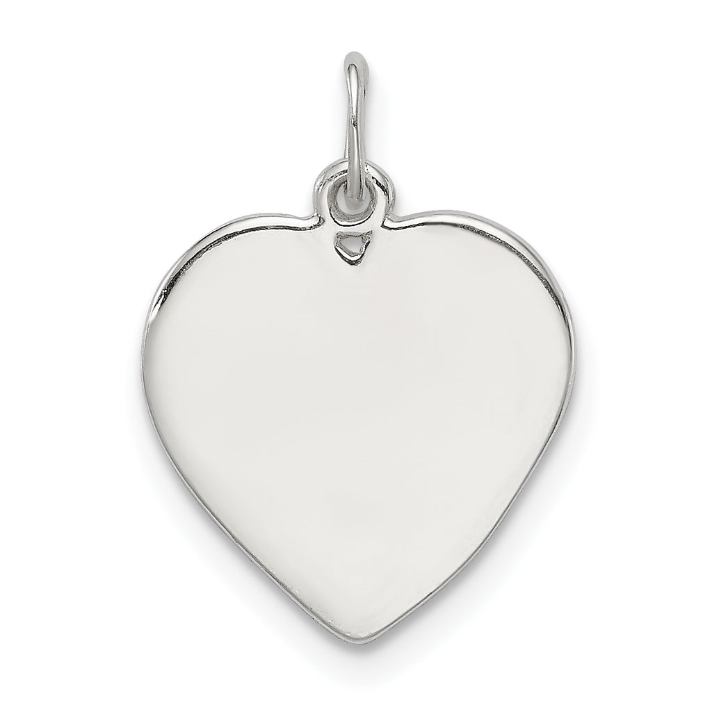 Sterling Silver 925 Polished Heart Charm with Anti-Tarnish Finish