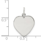 Sterling Silver 925 Polished Heart Charm with Anti-Tarnish Finish