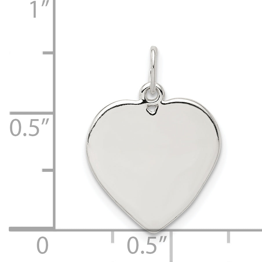Sterling Silver 925 Polished Heart Charm with Anti-Tarnish Finish