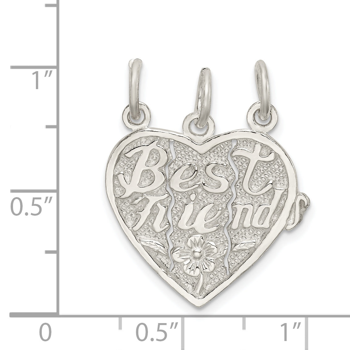 Sophia Jewelers Sterling Silver 925 Best Friends Heart Charm Set