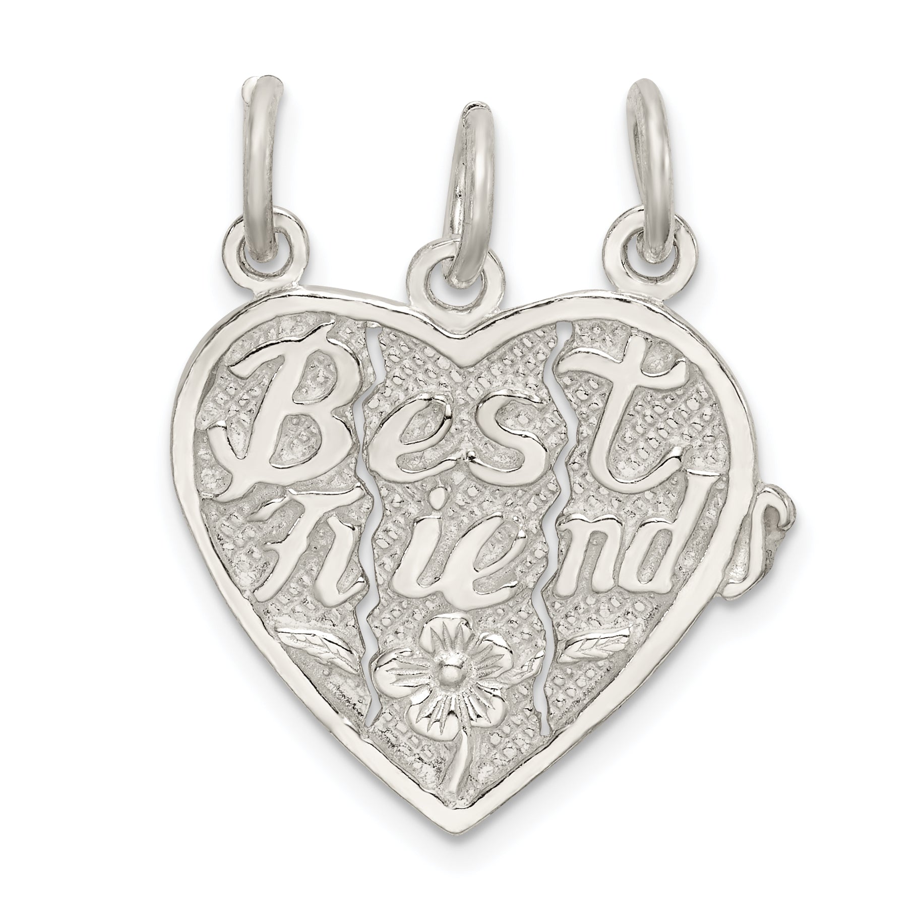 Sterling Silver Best Friends 3-piece break apart Heart Charm Main image