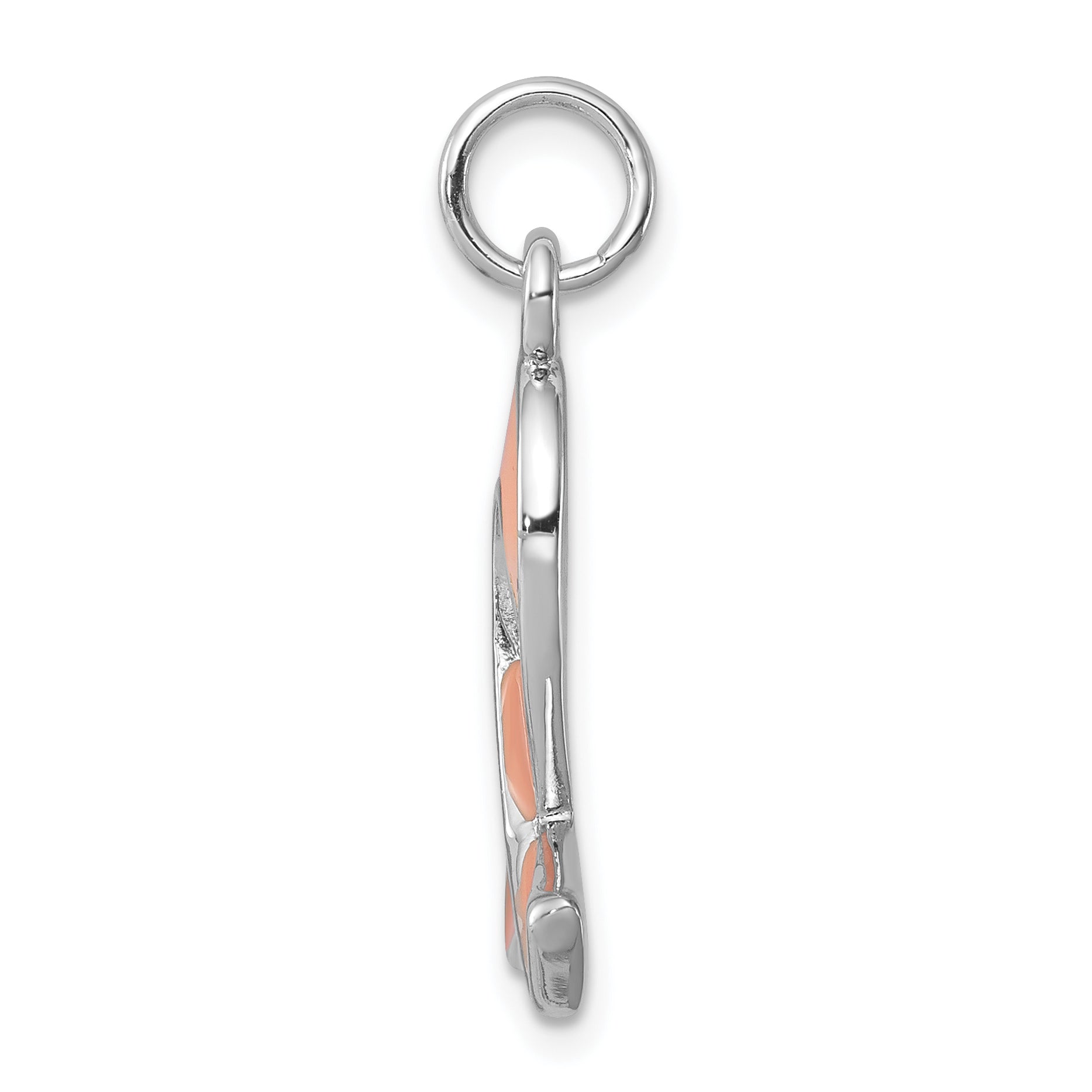 Sterling Silver Rhodium-Plated Enamel Ribbon Charm Polished Elegance