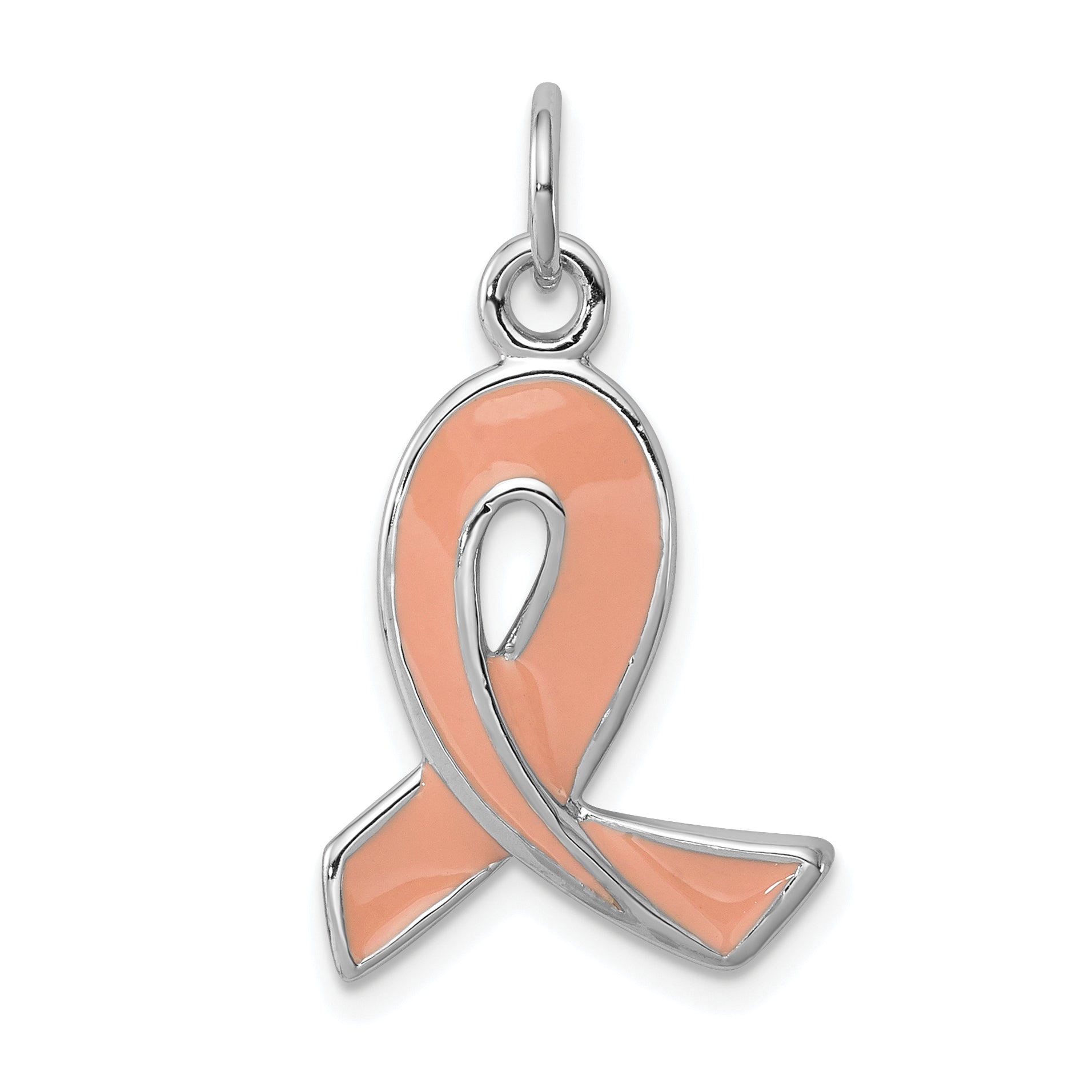 Sterling Silver Rhodium-platedEnamel Ribbon Charm Main image
