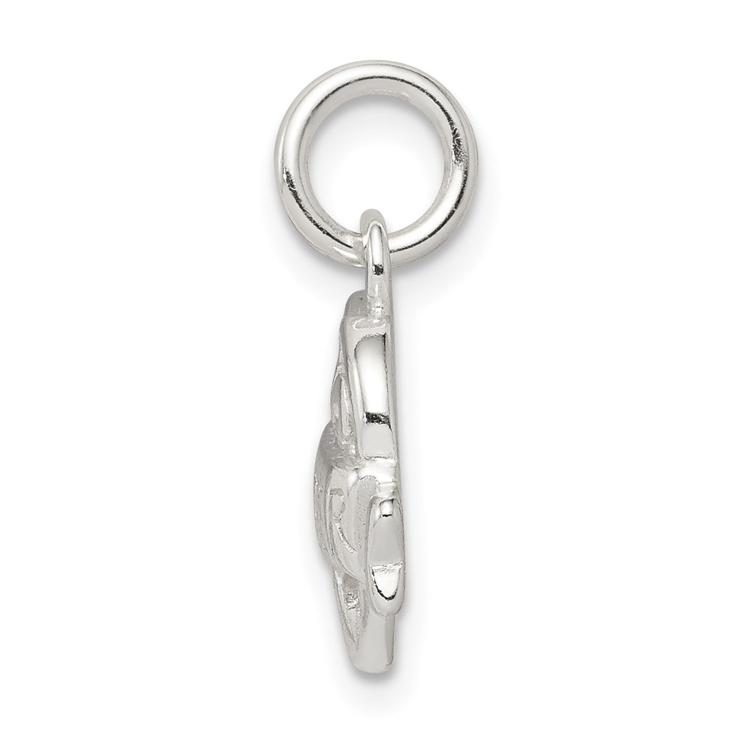 Sophia Jewelers Polished Sterling Silver Heart Daughter Charm with Anti-Tarnish Finish