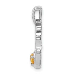 Sterling Silver 925 Citrine Pendant with Rhodium Polished Finish