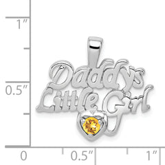Sterling Silver 925 Citrine Pendant with Rhodium Polished Finish