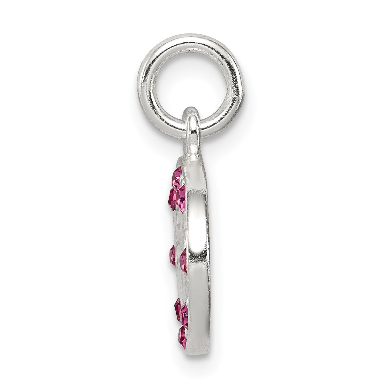 Sterling Silver 925 Angel Pendant with Pink Stellux Crystal Charm