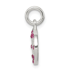 Sterling Silver 925 Angel Pendant with Pink Stellux Crystal Charm