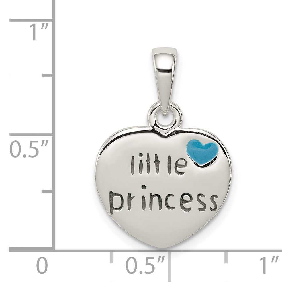 Sophia Jewelers Sterling Silver Princess Heart Pendant with Enamel Finish