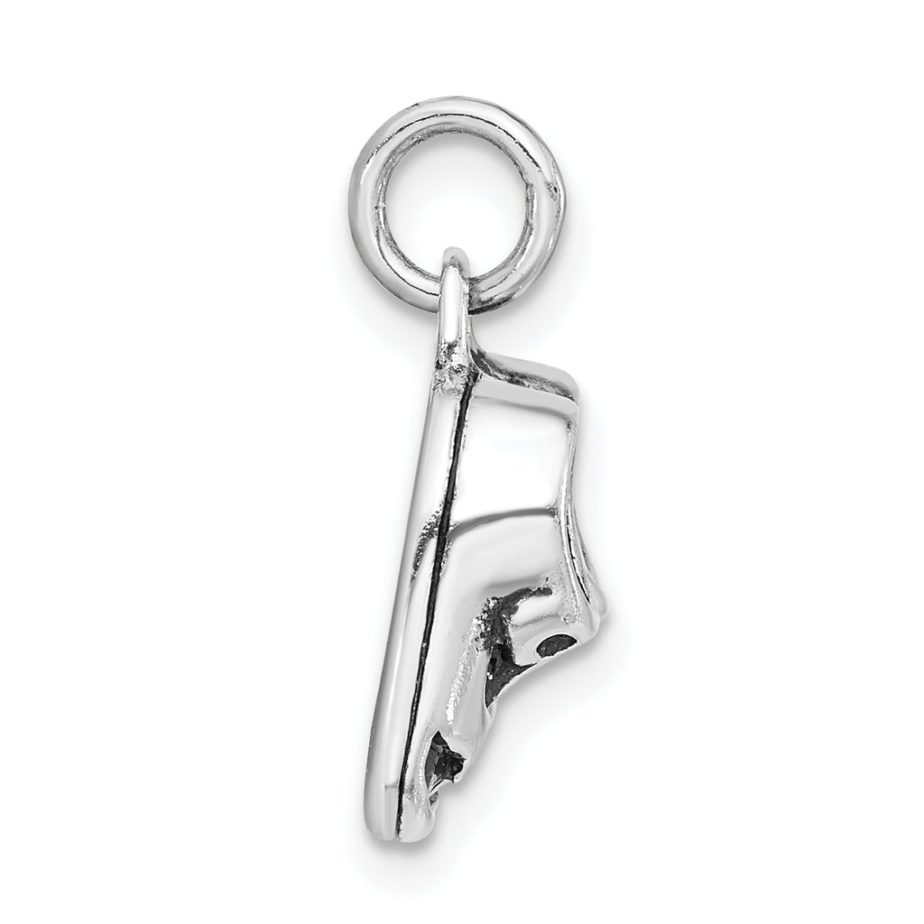 Sterling Silver 925 Baby Shoes Charm with Polished 3D Antiqued Design