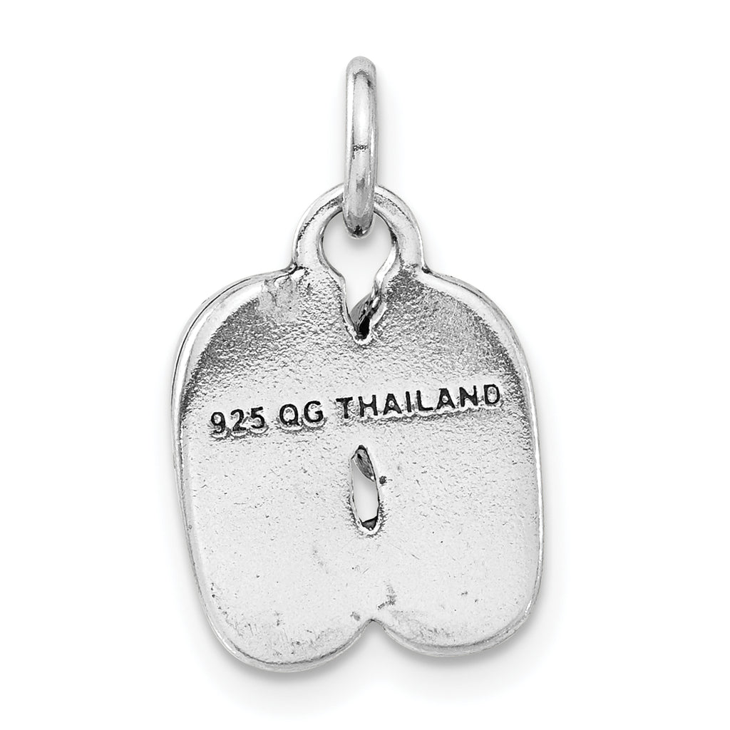 Sterling Silver 925 Baby Shoes Charm with Polished 3D Antiqued Design