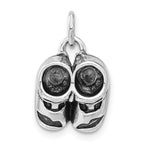 Sterling Silver 3-D Polished & Antiqued Baby Shoes Charm