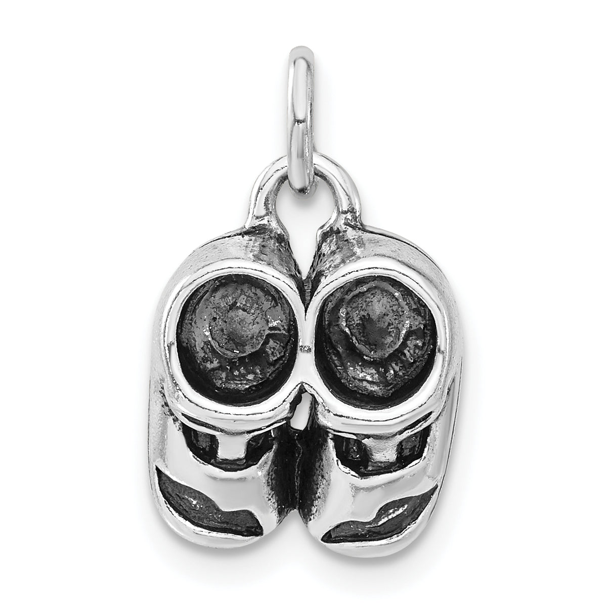 Sterling Silver 3-D Polished & Antiqued Baby Shoes Charm
