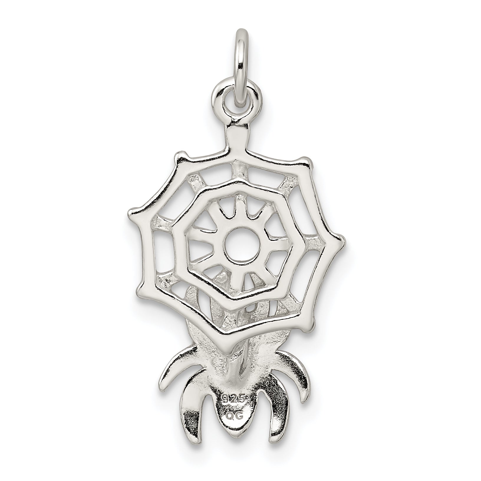 Sterling Silver Spider on Web Charm