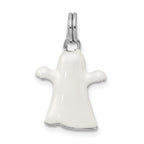 925 Sterling Silver Ghost Charm with Rhodium Finish and Enamel Accents