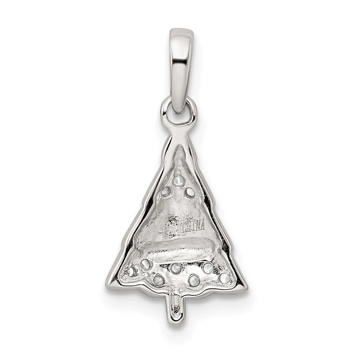Sterling Silver CZ Christmas Tree Pendant with Enamel Accents