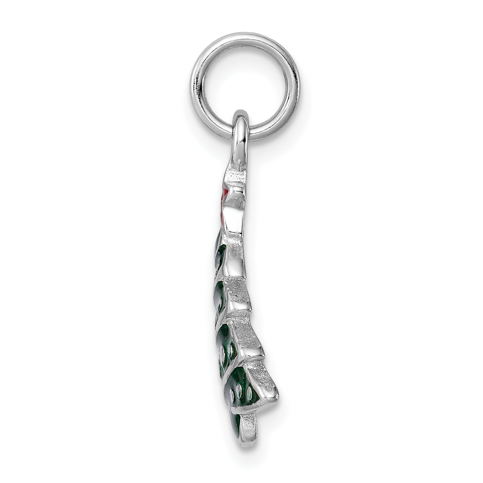 Sterling Silver Enamel Christmas Tree Charm with Rhodium Elegance Secondary image