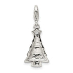 Sterling Silver 925 Enameled CZ Christmas Tree Charm Festive Elegance
