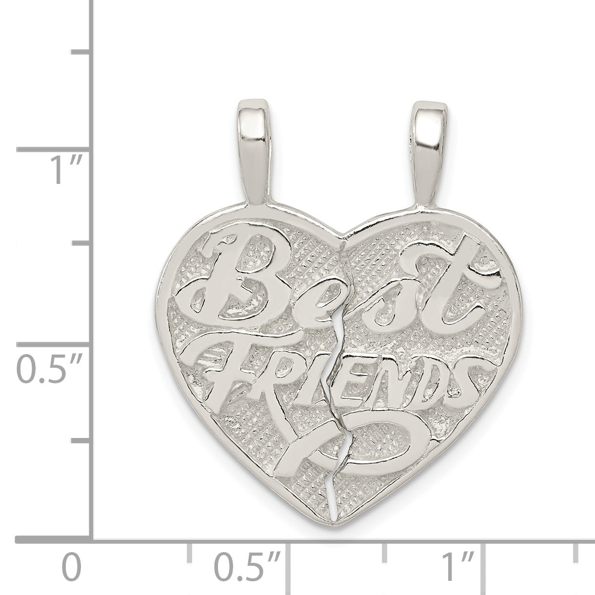 Sterling Silver 925 Best Friend Heart Pendant with Polished Finish