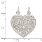 Sterling Silver 925 Best Friend Break Apart Heart Charm Polished Finish