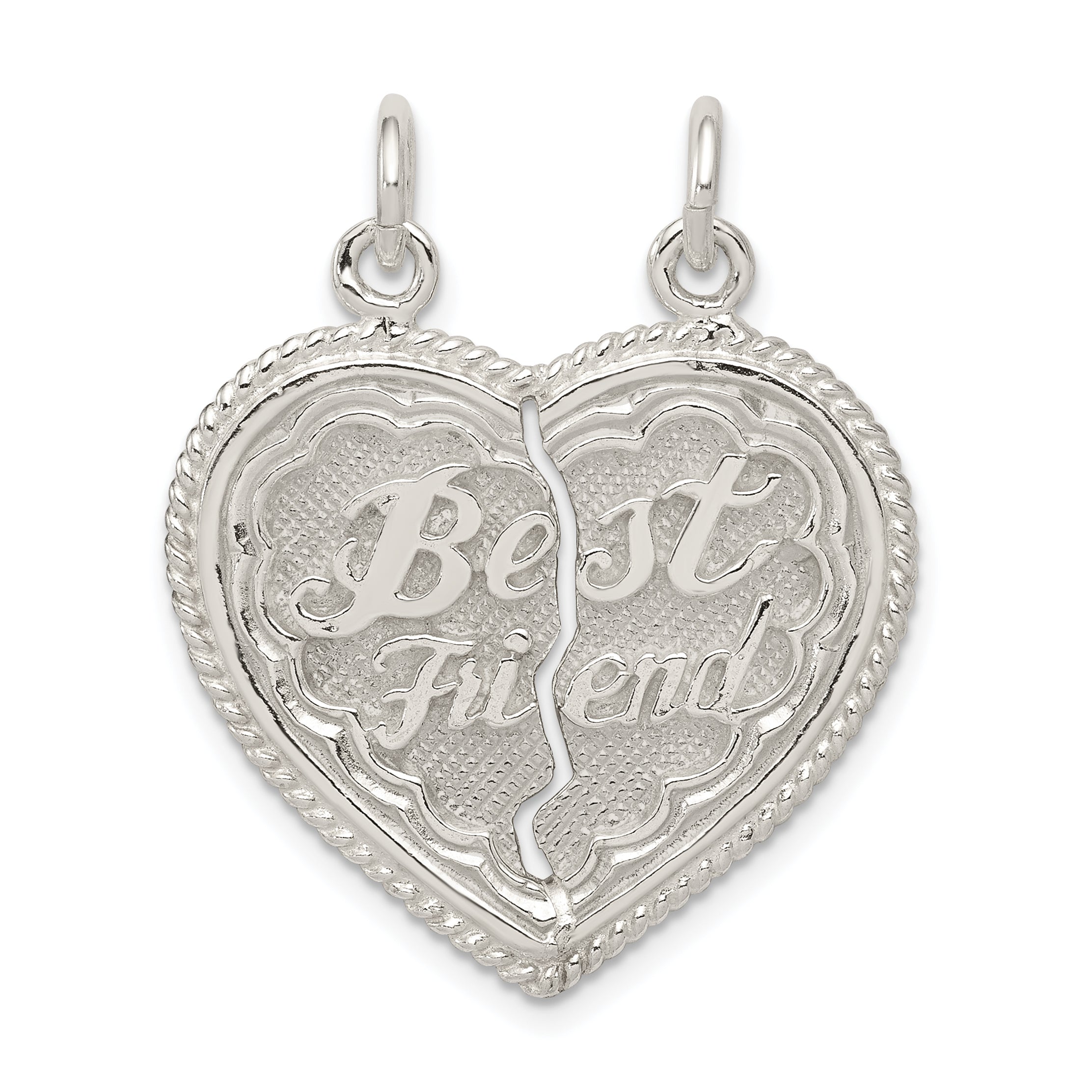 Sterling Silver Best Friend 2-piece break apart Heart Charm