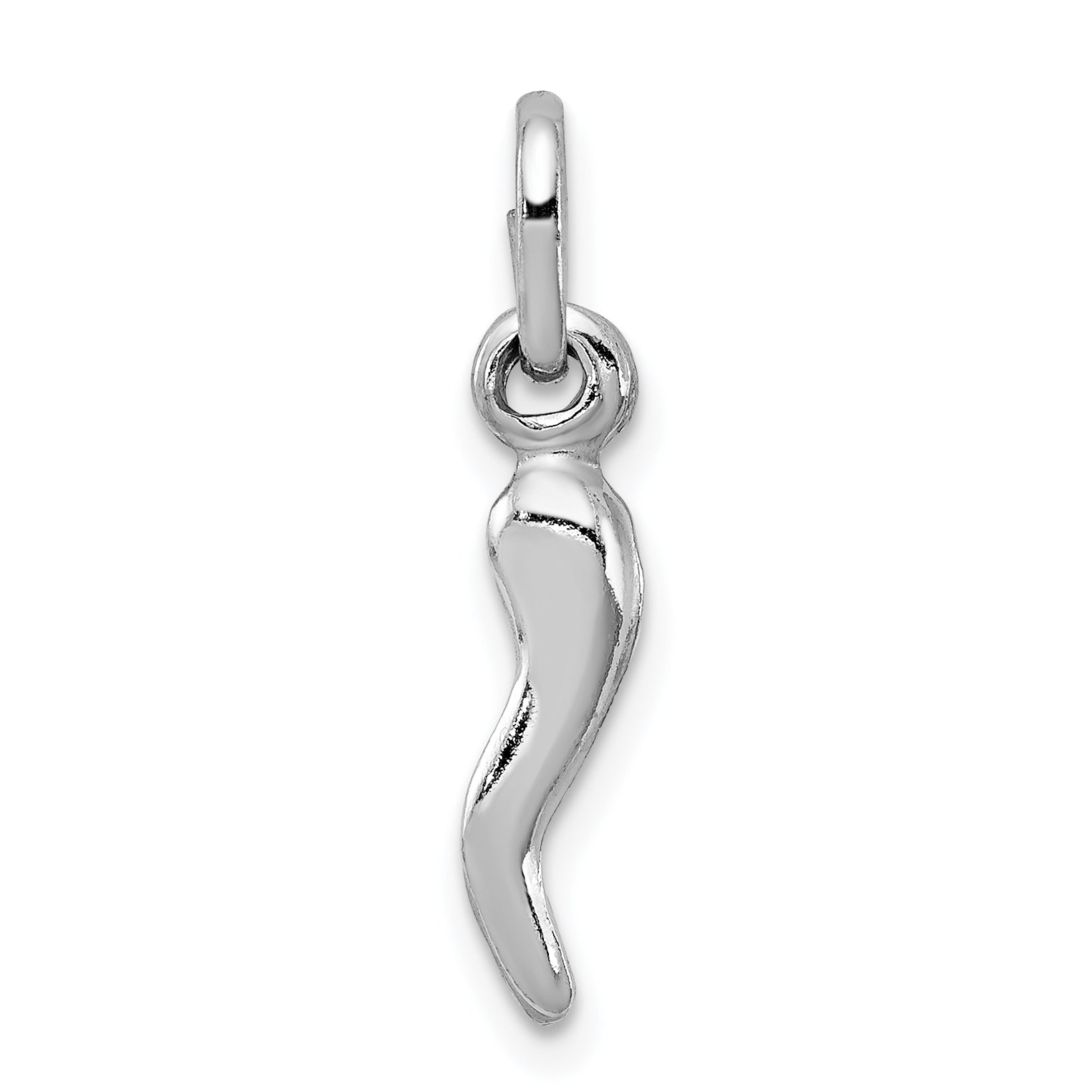 Sterling Silver Rhodium-plated Italian Horn Charm Main image
