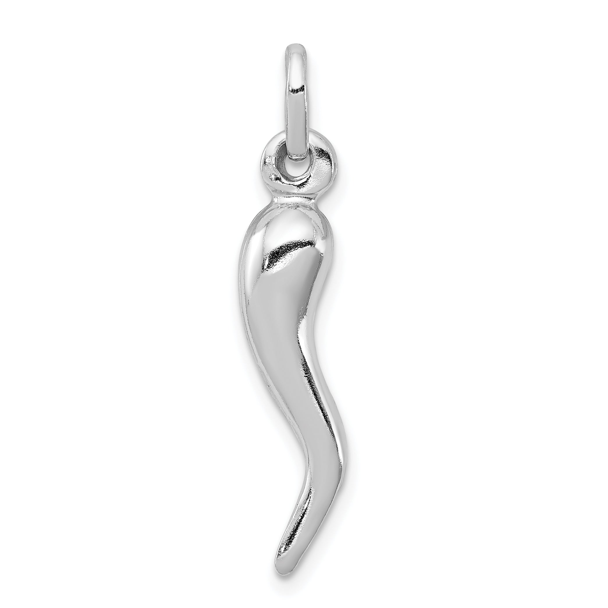 Sterling Silver Rhodium-plated Italian Horn Charm Main image