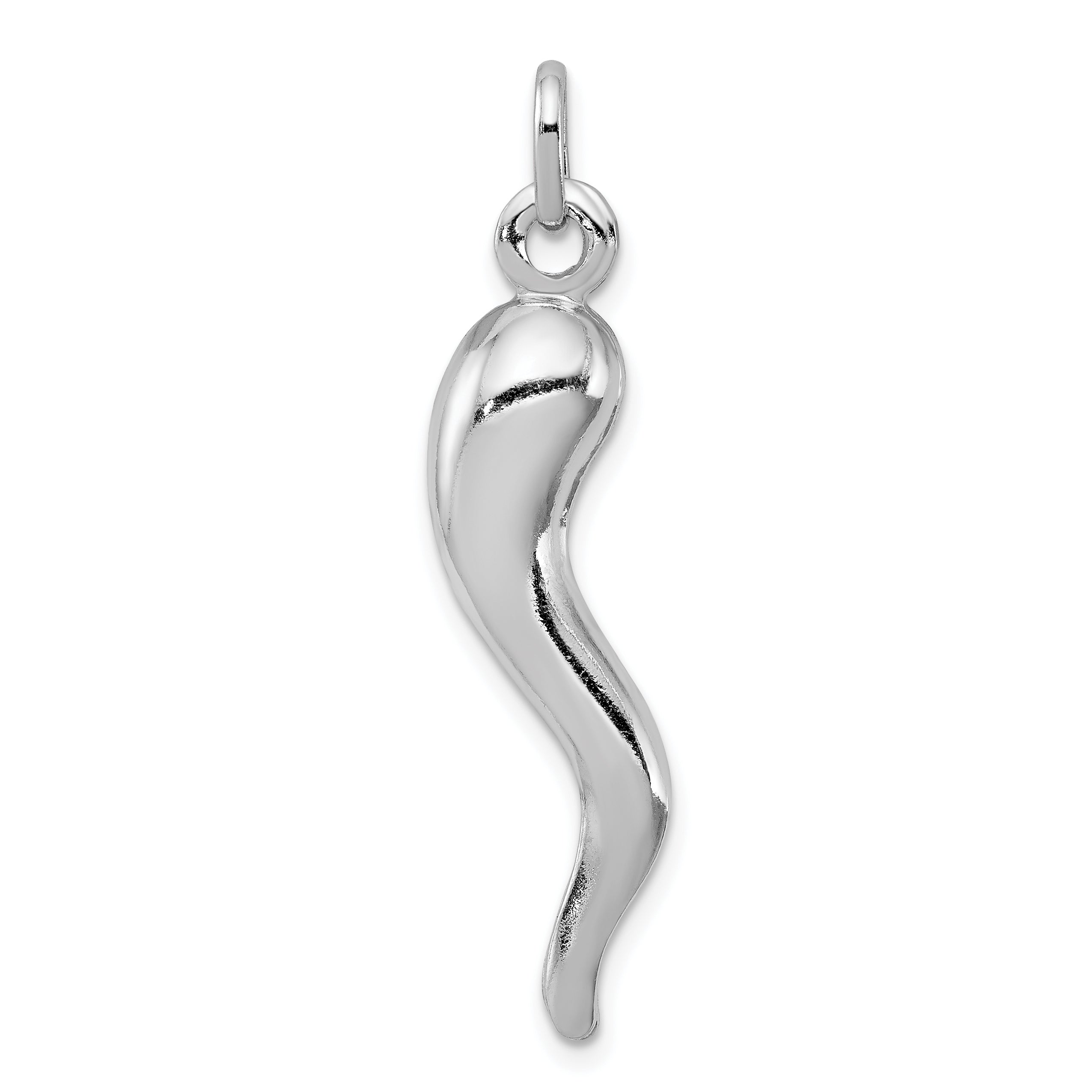 Sterling Silver Rhodium-plated Italian Horn Pendant Main image