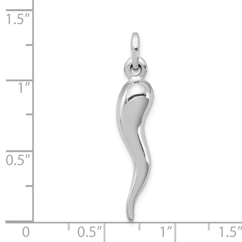 Sterling Silver 925 Men's Pendant with 3D Polished Italian Horn Design