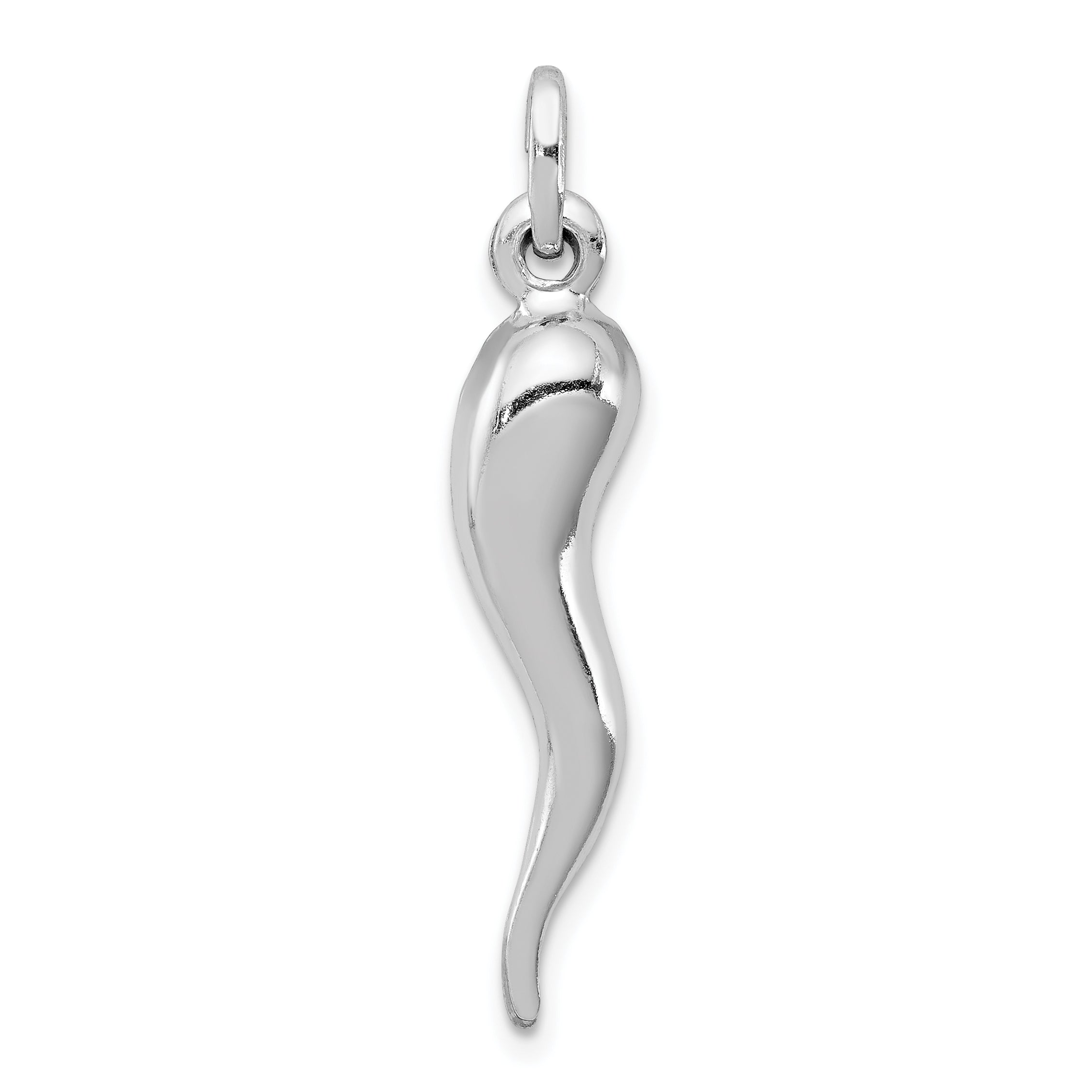 Sterling Silver Rhodium-plated Italian Horn Pendant Main image
