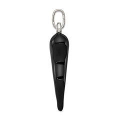 Sophia Jewelers 925 Sterling Silver Italian Horn Pendant with Black Enamel Finish