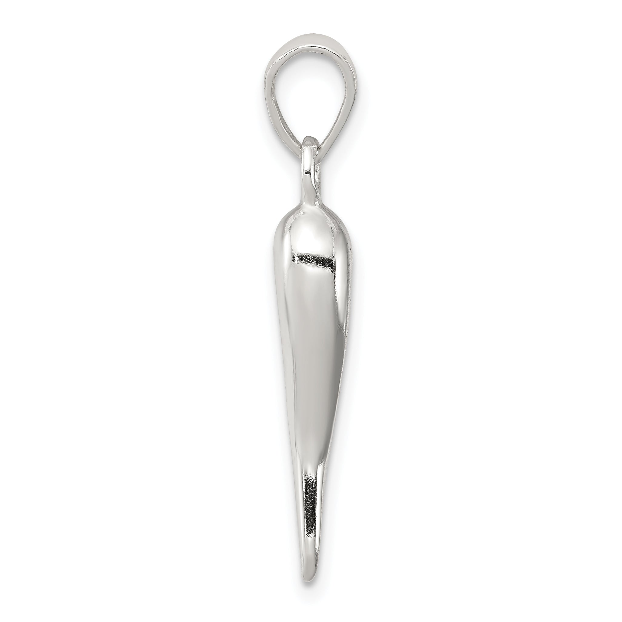 Sophia Jewelers Men's Polished 925 Sterling Silver 3D Italian Horn Pendant