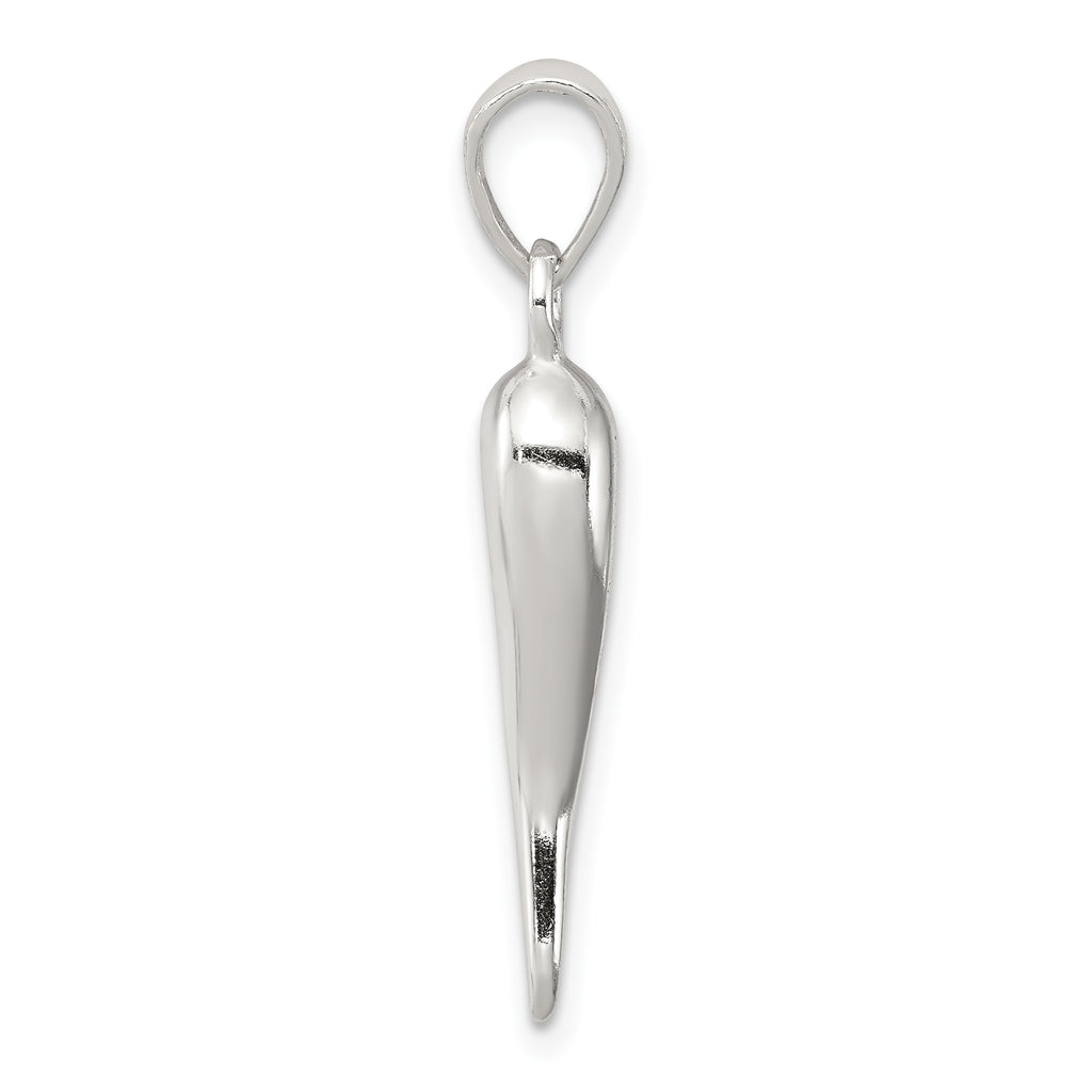 Sophia Jewelers Men's Polished 925 Sterling Silver 3D Italian Horn Pendant