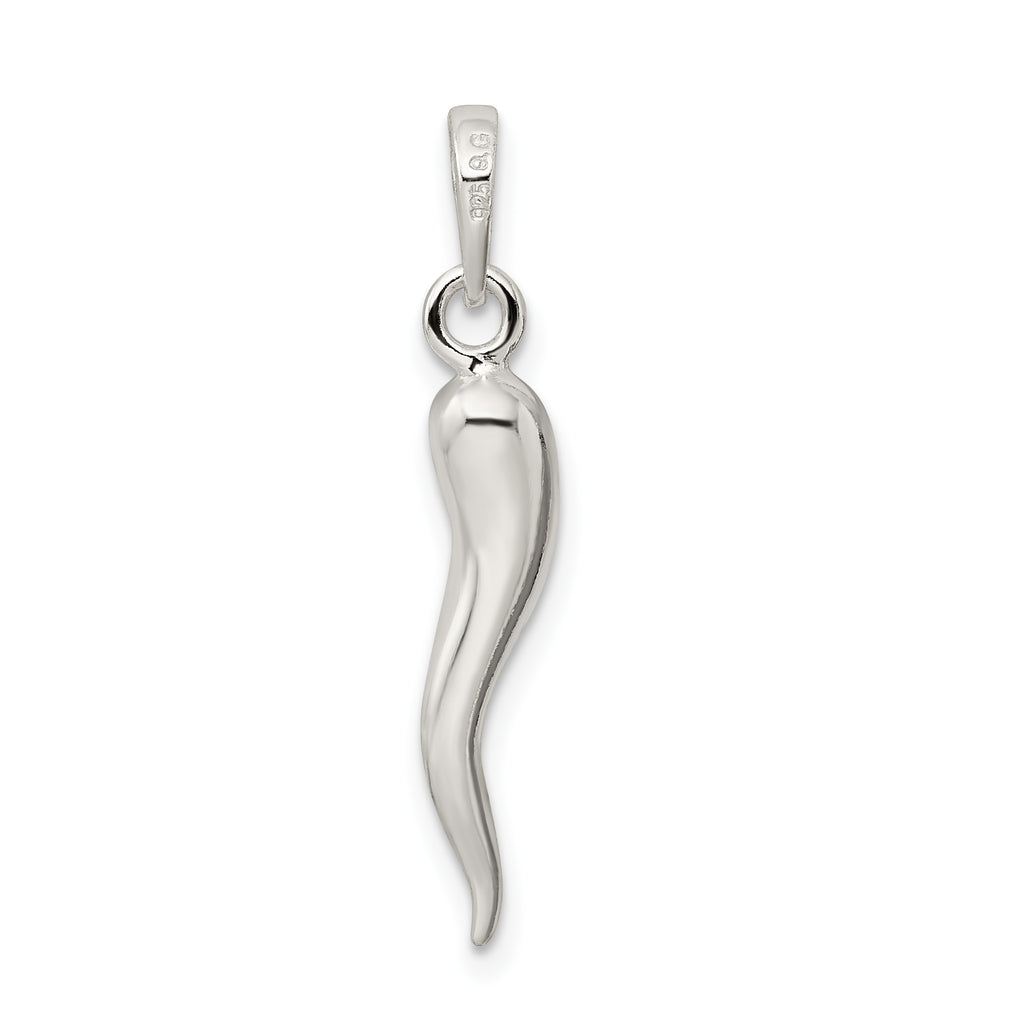 Sophia Jewelers Men's Polished 925 Sterling Silver 3D Italian Horn Pendant