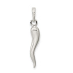 Sophia Jewelers Men's Polished 925 Sterling Silver 3D Italian Horn Pendant