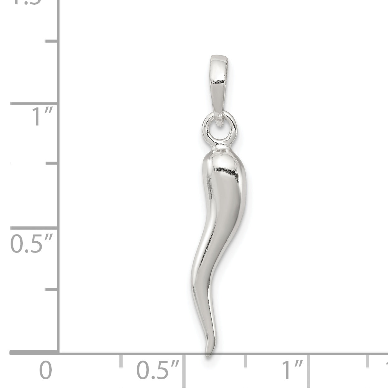 Sophia Jewelers Men's Polished 925 Sterling Silver 3D Italian Horn Pendant