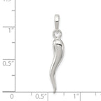 Sophia Jewelers Men's Polished 925 Sterling Silver 3D Italian Horn Pendant
