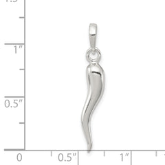Sophia Jewelers Men's Polished 925 Sterling Silver 3D Italian Horn Pendant