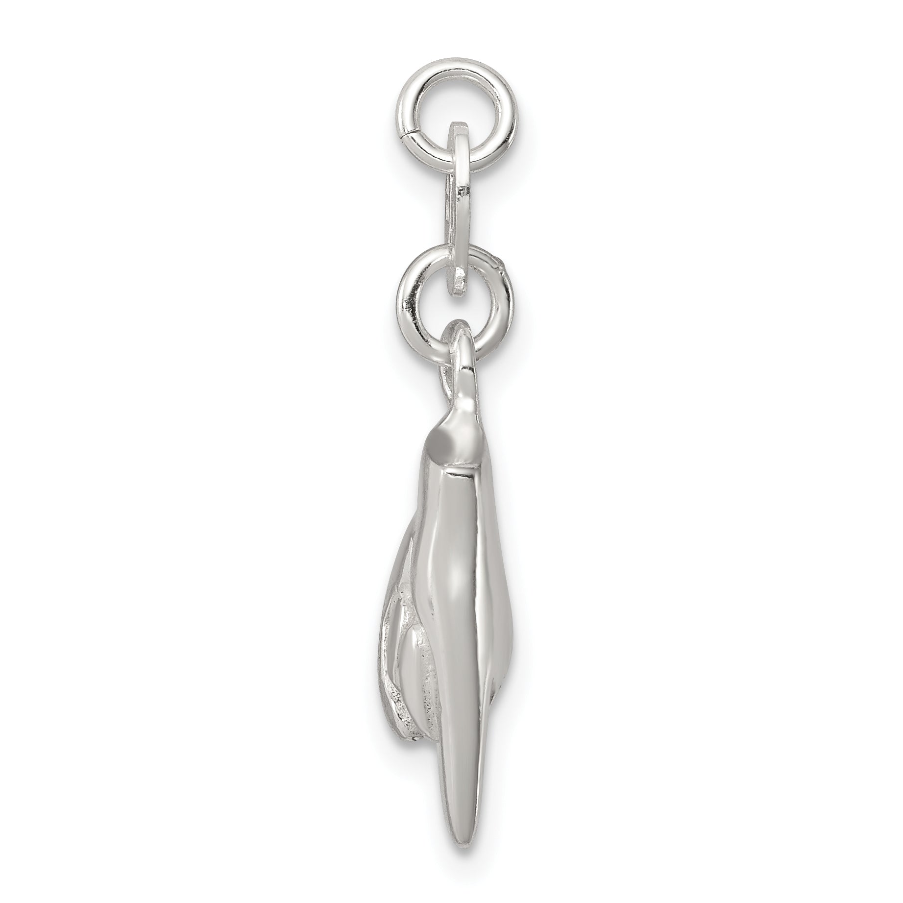 Sterling Silver 925 Rock On Charm with Polished 3D Design