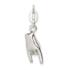 Sterling Silver 925 Rock On Charm with Polished 3D Design