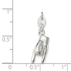Sterling Silver 925 Rock On Charm with Polished 3D Design