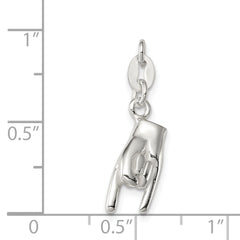Sterling Silver 925 Rock On Charm with Polished 3D Design