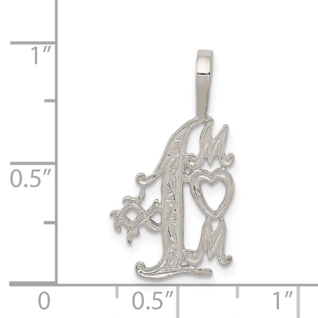 Sophia Jewelers Sterling Silver #1 Mom Polished Charm with Anti-Tarnish Finish
