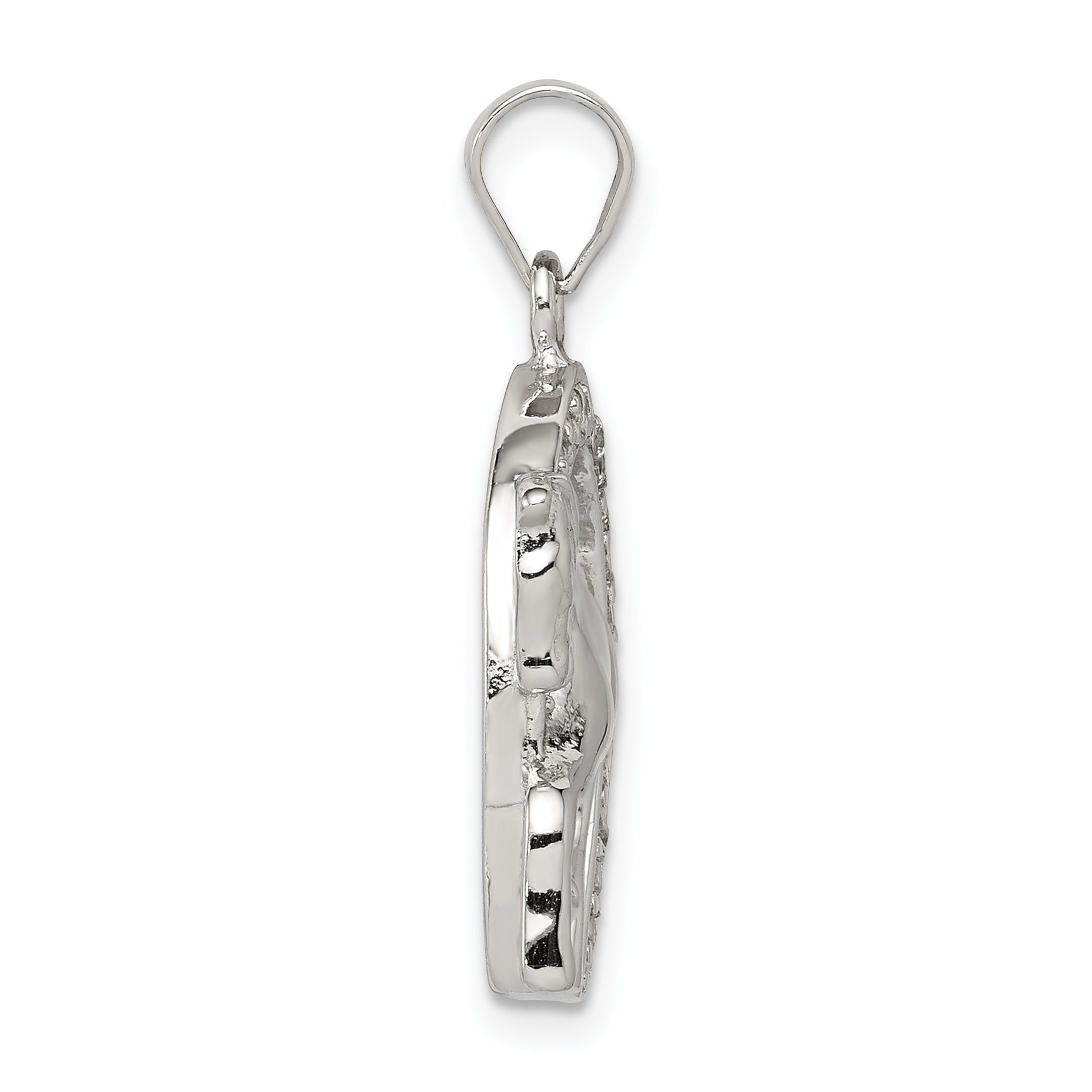 Men's Sterling Silver Rhodium-Plated Horse & Horseshoe CZ Pendant Elegant Finish