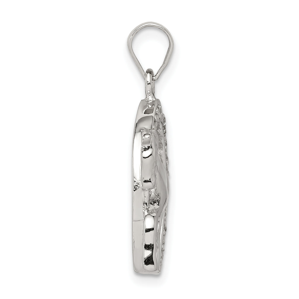 Men's Sterling Silver Rhodium-Plated Horse & Horseshoe CZ Pendant Elegant Finish